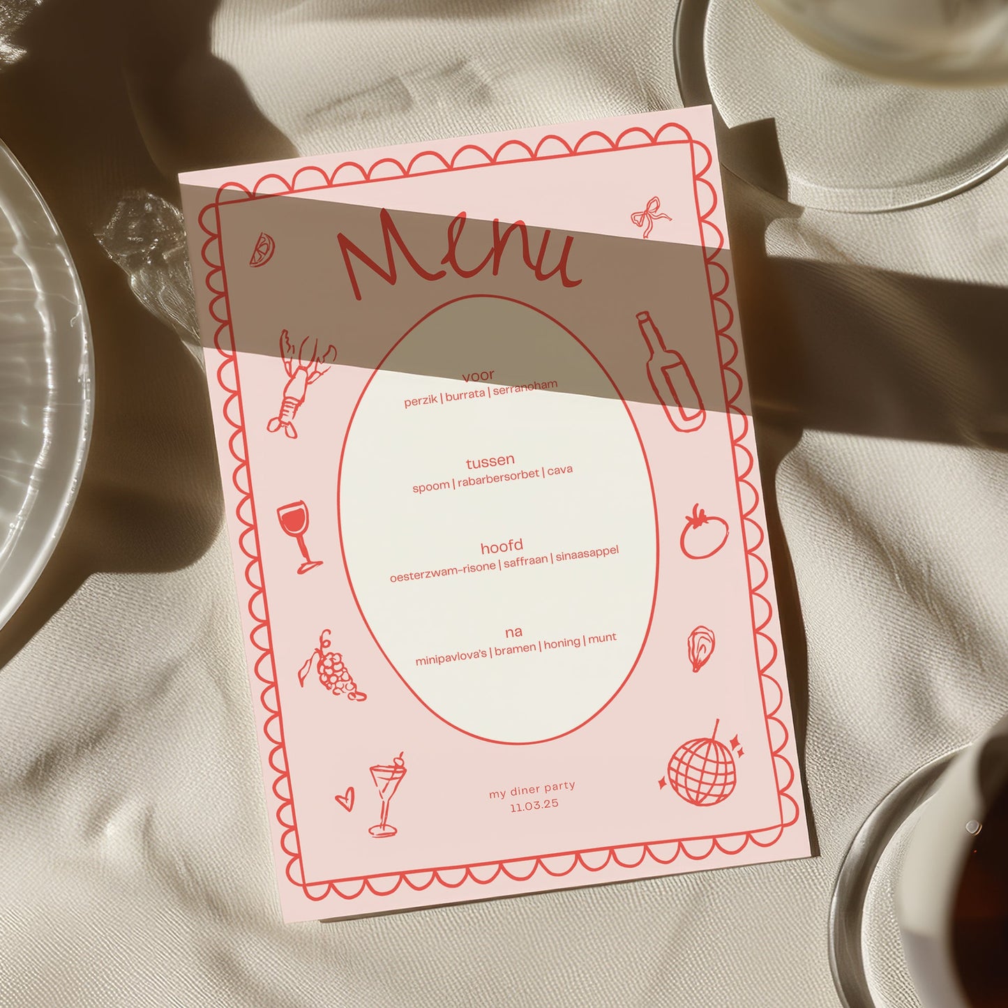 Menukaart Dinner Party Canva Template