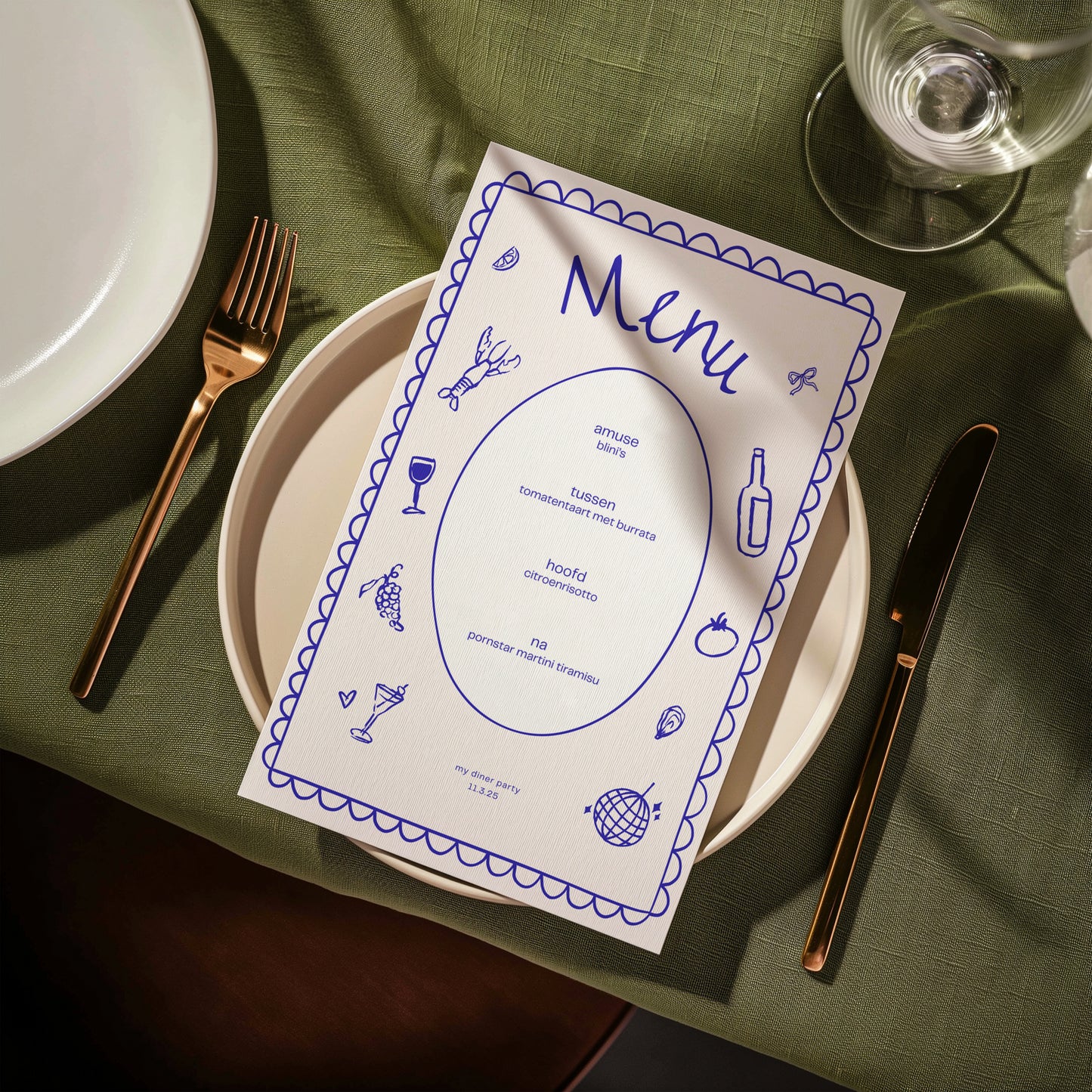 Menukaart Dinner Party Canva Template