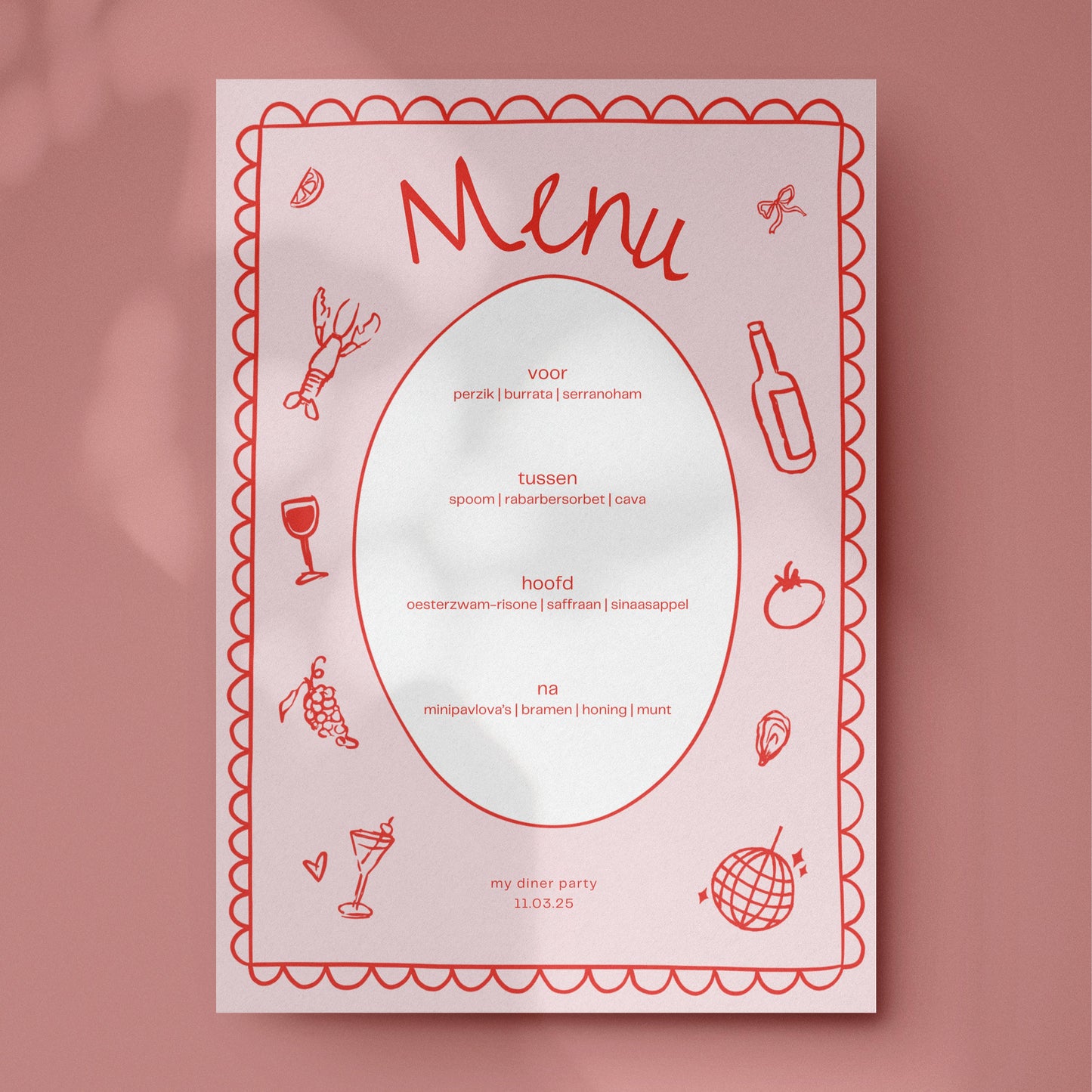 Menukaart Dinner Party Canva Template